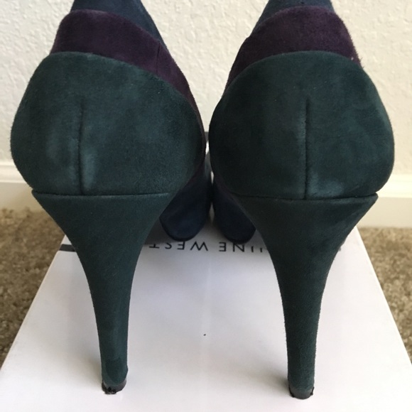 Nine West Peep Toe Suede Purple Pumps Heels 10 - Picture 8 of 8